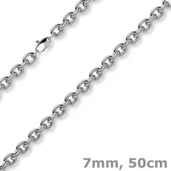 7mm Kette Collier Rundankerkette aus 585 Gold Weißgold 50cm