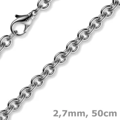 2,7mm Kette Collier Rundankerkette aus 585 Gold Weißgold, 50cm