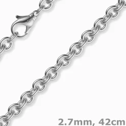 2,7mm Kette Collier Rundankerkette aus 585 Gold Weißgold, 42cm