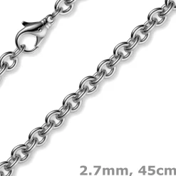 2,7mm Kette Collier Rundankerkette aus 750 Gold Weißgold, 45cm
