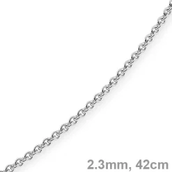 2,3mm Kette Collier Rundankerkette aus 585 Gold Weißgold, 42cm Unisex