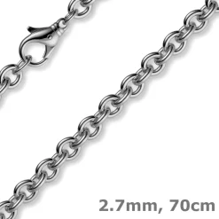 2,7mm Kette Collier Rundankerkette aus 585 Gold Weißgold, 70cm Unisex