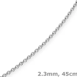 2,3mm Kette Collier Rundankerkette aus 750 Gold Weißgold massiv, 45cm