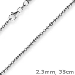 2,3mm Kette Collier Rundankerkette aus 750 Gold Weißgold massiv, 38cm