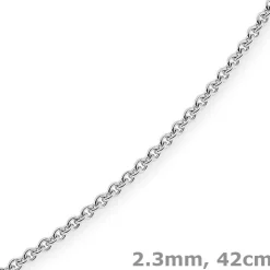 2,3mm Kette Collier Rundankerkette aus 750 Gold Weißgold massiv, 42cm