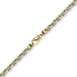 5,5mm Kette Collier Rundankerkette 585 Gold Gelbgold & Weißgold 60cm