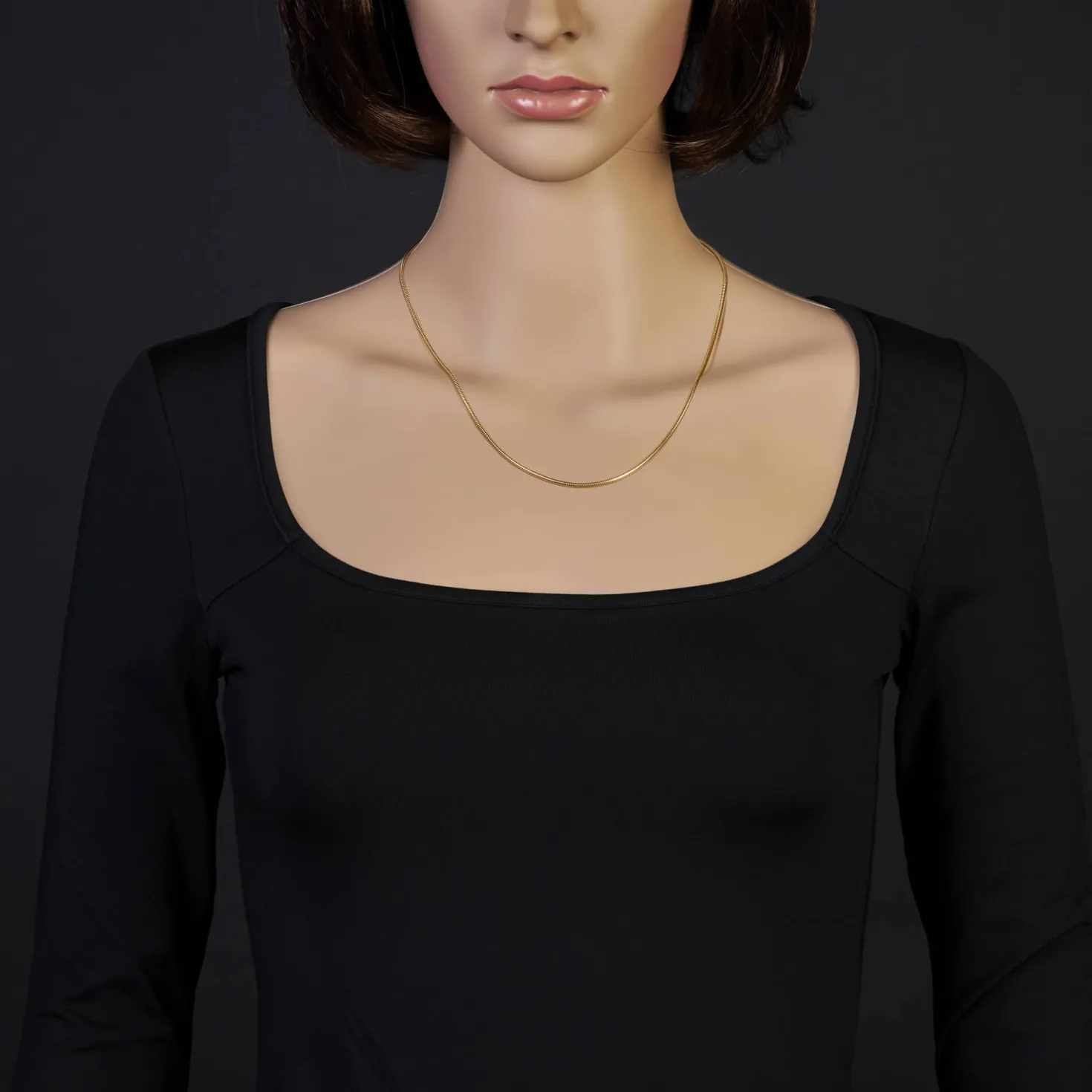 1,9mm Kette Collier Schlangenkette aus 585 Gold Gelbgold, 50cm, Damen