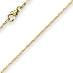 1mm Kette Collier Schlangenkette aus 585 Gold Gelbgold, 45cm, Damen