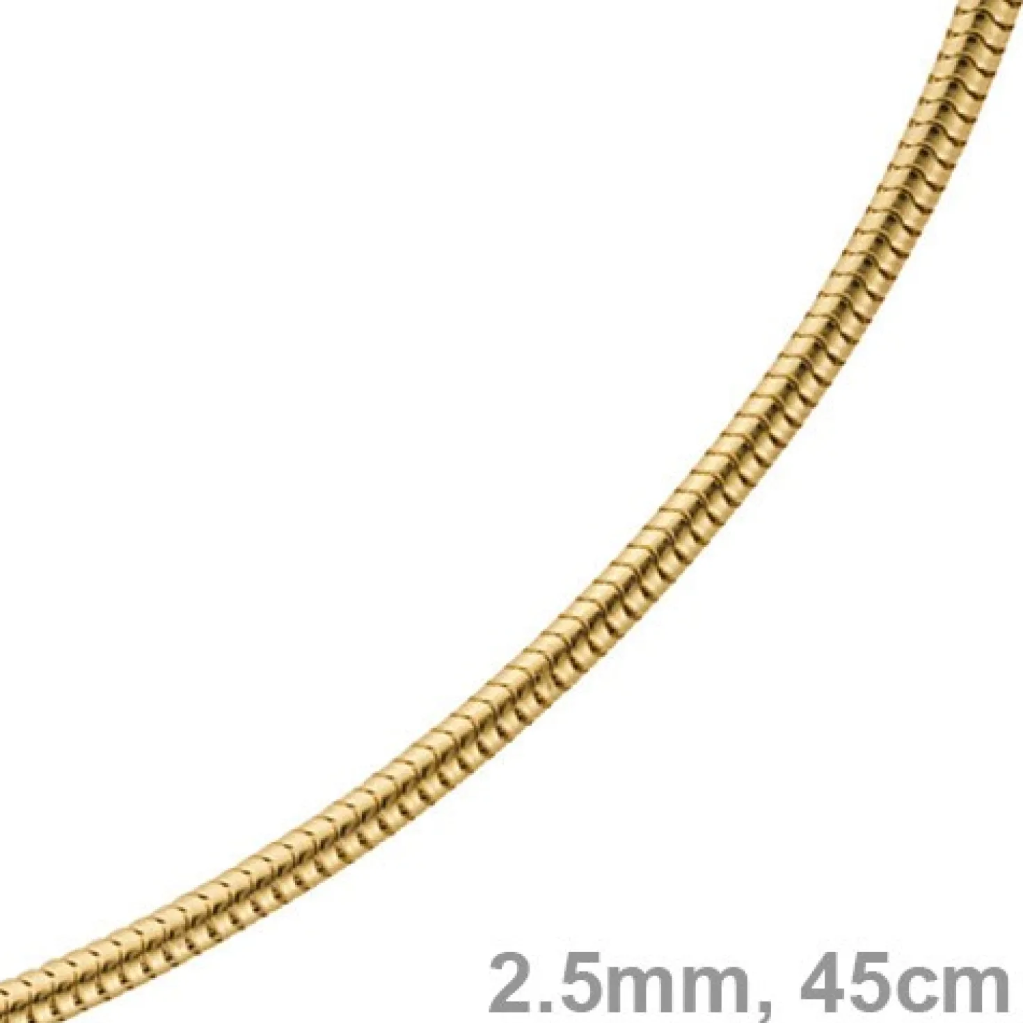 2,5mm Kette Collier Schlangenkette aus 585 Gold Gelbgold, 45cm, Damen