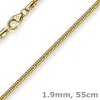 1,9mm Kette Collier Schlangenkette aus 585 Gold Gelbgold, 55cm, Damen