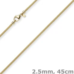 2,5mm Kette Collier Strickkette Halsschmuck aus 585 Gold Gelbgold rund 45cm