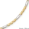 5mm Kette Collier Tigeraugekette, 585 Gold Weißgold & Gelbgold, 50cm