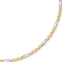 5mm Kette Collier Tigeraugekette, 585 Gold Weißgold & Gelbgold, 50cm
