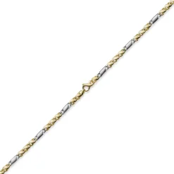 5mm Kette Collier Tigeraugekette, 585 Gold Weißgold & Gelbgold, 55cm