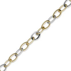 13mm Kette Collier Weitanker aus 585 Gold Weißgold & Gelbgold, 45cm