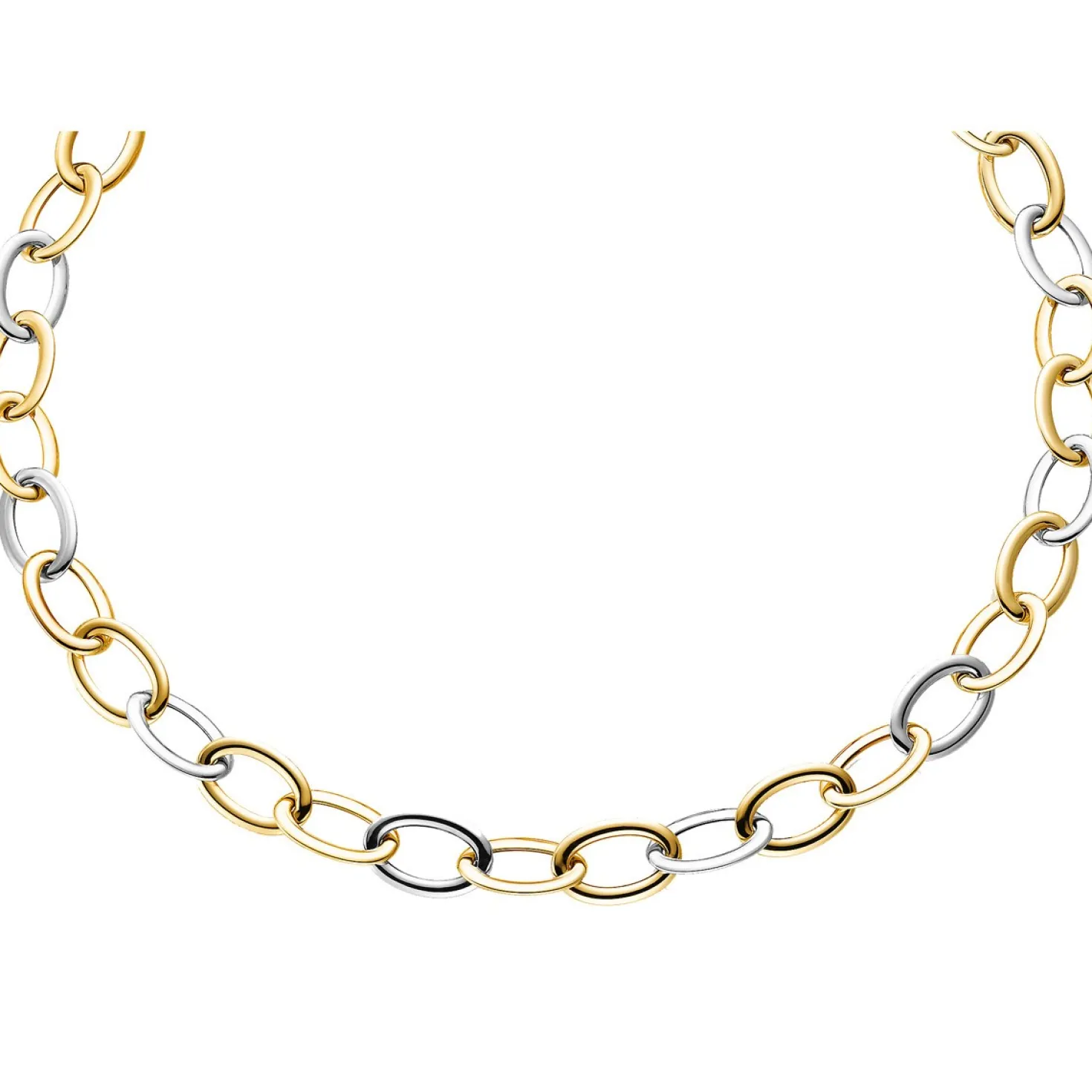 13mm Kette Collier Weitanker aus 585 Gold Weißgold & Gelbgold, 50cm