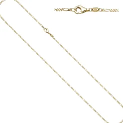1,7mm Kette Figarokette aus 333 Gold Gelbgold diamantiert Halsschmuck, 45cm