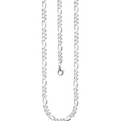 5,3mm Kette Figarokette aus 925 Silber rhodiniert diamantiert Halsschmuck, 50cm