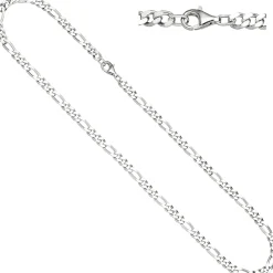 5,3mm Kette Figarokette aus 925 Silber rhodiniert diamantiert Halsschmuck, 50cm