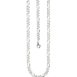 5,3mm Kette Figarokette aus 925 Silber rhodiniert diamantiert Halsschmuck, 60cm