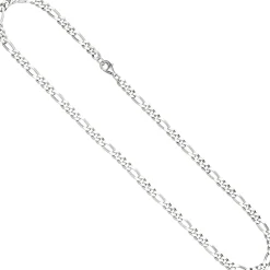 5,3mm Kette Figarokette aus 925 Silber rhodiniert diamantiert Halsschmuck, 60cm