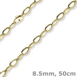 8,5mm Kette Halskette Collier Spitzoval aus 585 Gold Gelbgold 50cm