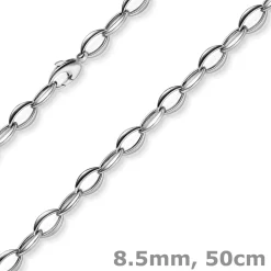 8,5mm Kette Halskette Collier Spitzoval aus 585 Gold Weißgold 50cm