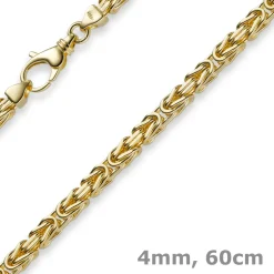 4mm Kette Halskette Königskette aus 585 Gold Gelbgold, 60cm, Herren