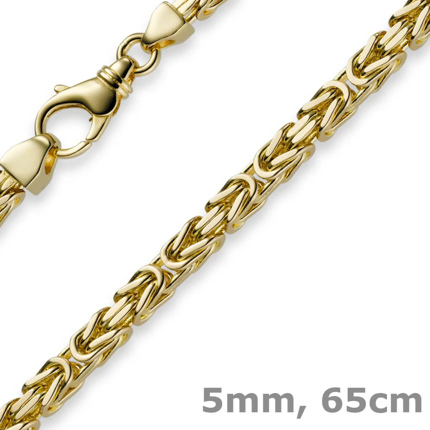 5mm Kette Halskette Königskette aus 585 Gold Gelbgold, 65cm, Herren