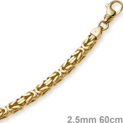 2,5mm Kette Halskette Königskette aus 750 Gold Gelbgold, 60cm, Unisex