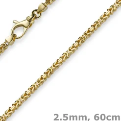 2,5mm Kette Halskette Königskette aus 750 Gold Gelbgold, 60cm, Unisex