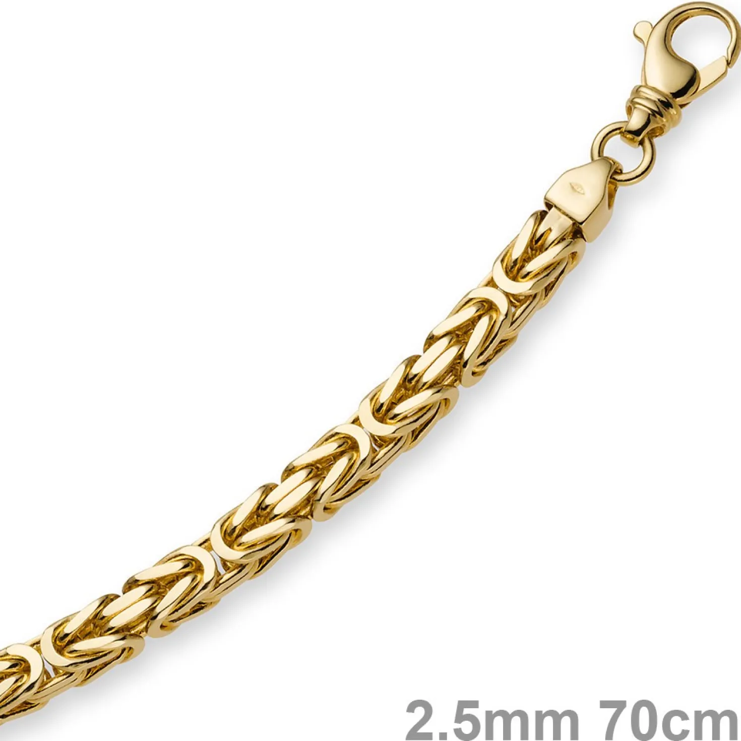 2,5mm Kette Halskette Königskette aus 750 Gold Gelbgold, 70cm, Unisex