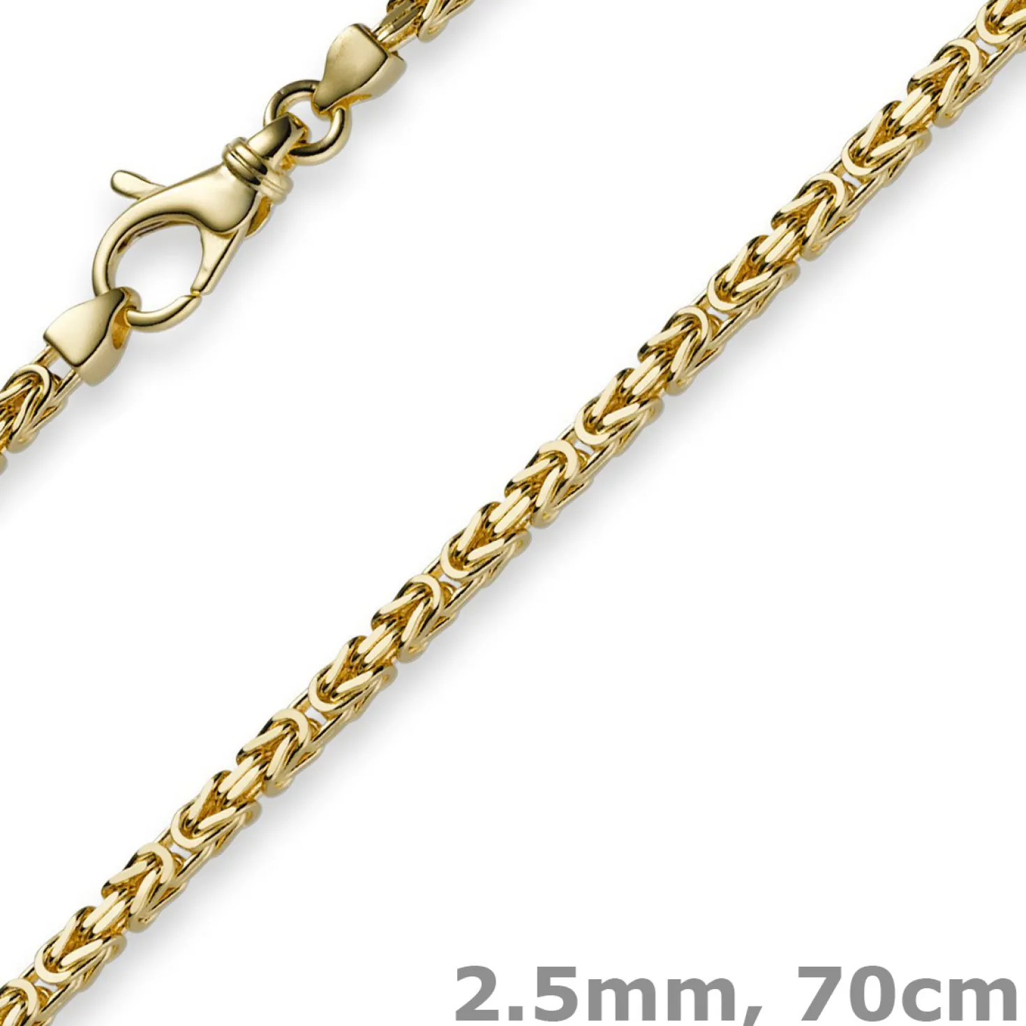 2,5mm Kette Halskette Königskette aus 750 Gold Gelbgold, 70cm, Unisex