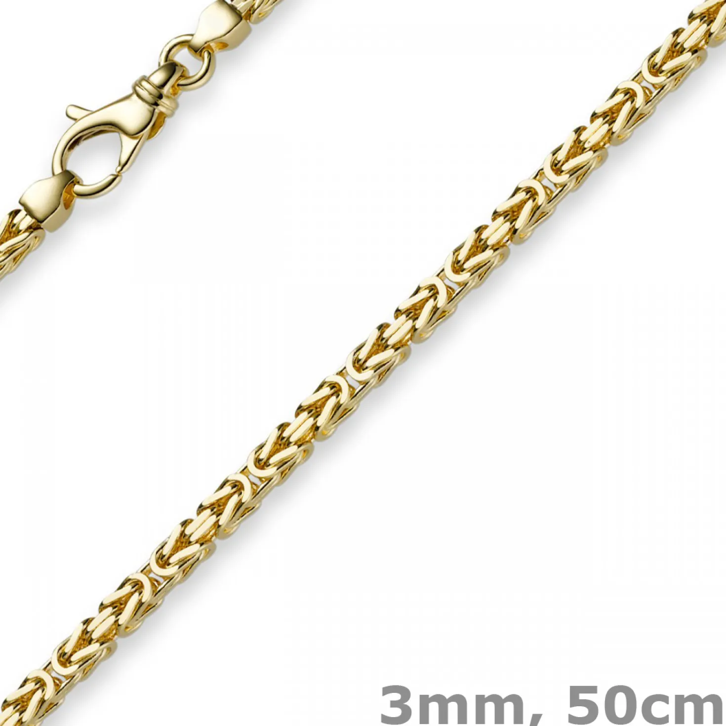 3mm Kette Halskette Königskette aus 750 Gold Gelbgold, 50cm, Unisex