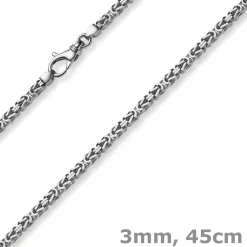 3mm Kette Halskette Königskette aus 585 Gold Weißgold massiv 45cm