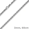 3mm Kette Halskette Königskette aus 585 Gold Weißgold massiv 60cm