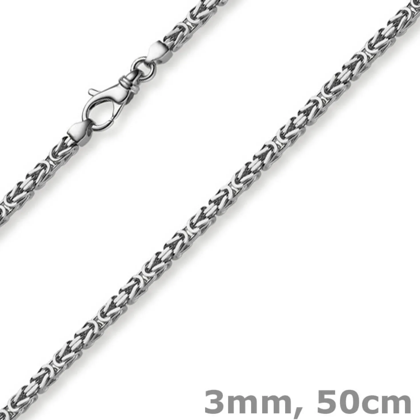 3mm Kette Halskette Königskette aus 585 Gold Weißgold massiv 50cm