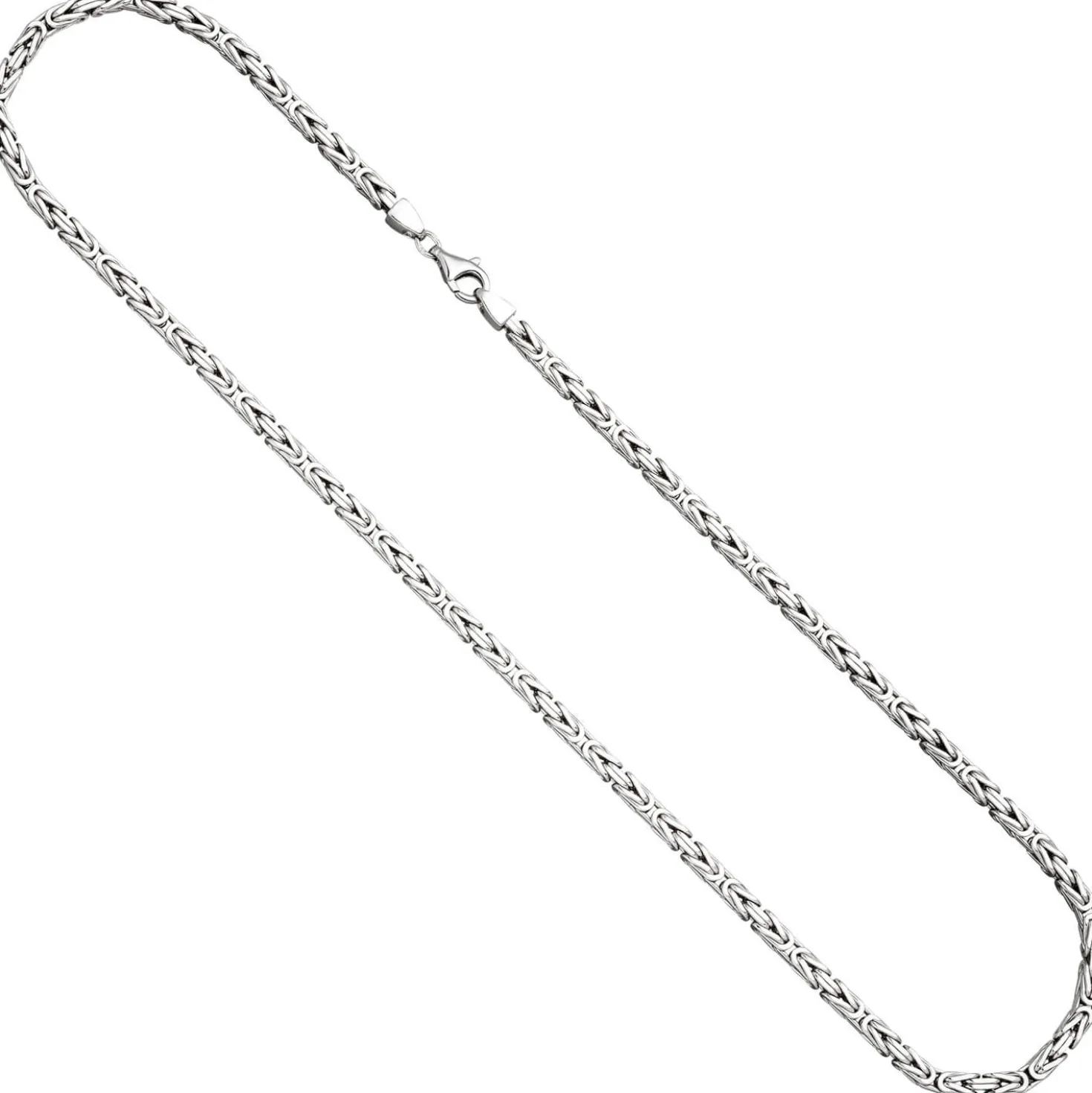 3,9mm Kette Halskette Königskette aus 925 Silber rhodiniert 55cm