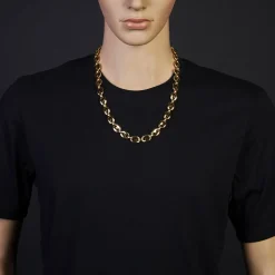 13mm Kette Halskette Schiffsankerkette Bohnenkette 585 Gold Gelbgold 65cm Herren