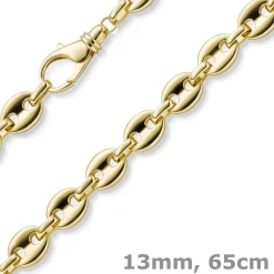 13mm Kette Halskette Schiffsankerkette Bohnenkette 585 Gold Gelbgold 65cm Herren