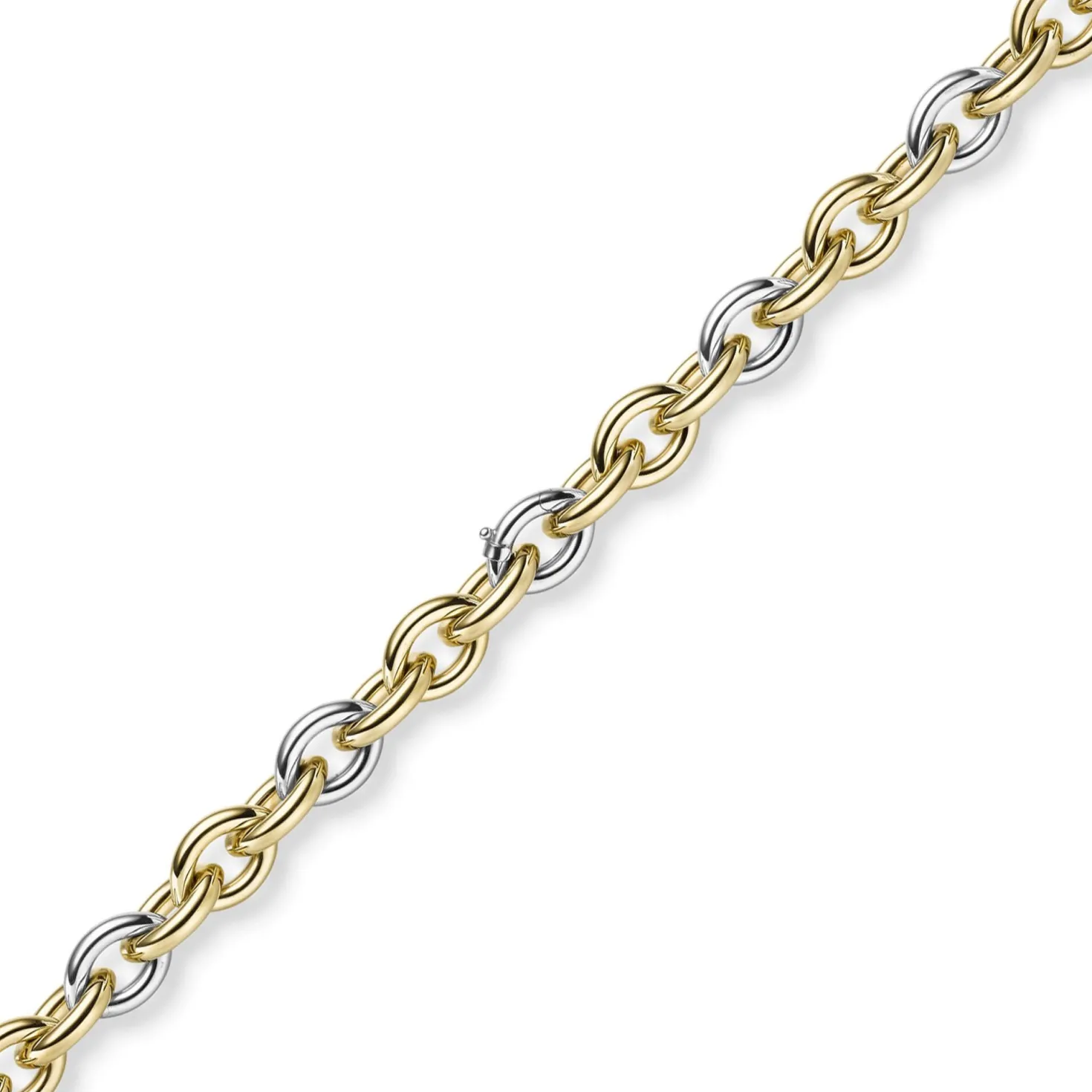 14mm Kette Phantasiekette Halskette Collier aus 585 Gold gelb/weiß bicolor 50cm