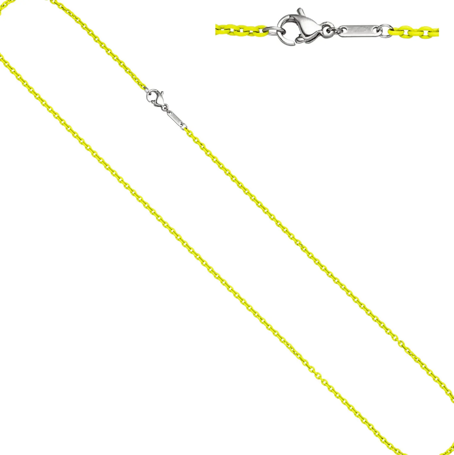 2,1mm Kette Rundankerkette aus Edelstahl mit gelben Lackierung Halsschmuck, 50cm
