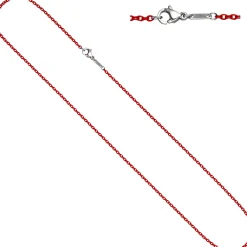 1,9mm Kette Rundankerkette aus Edelstahl mit roten Lackierung Halsschmuck, 42cm