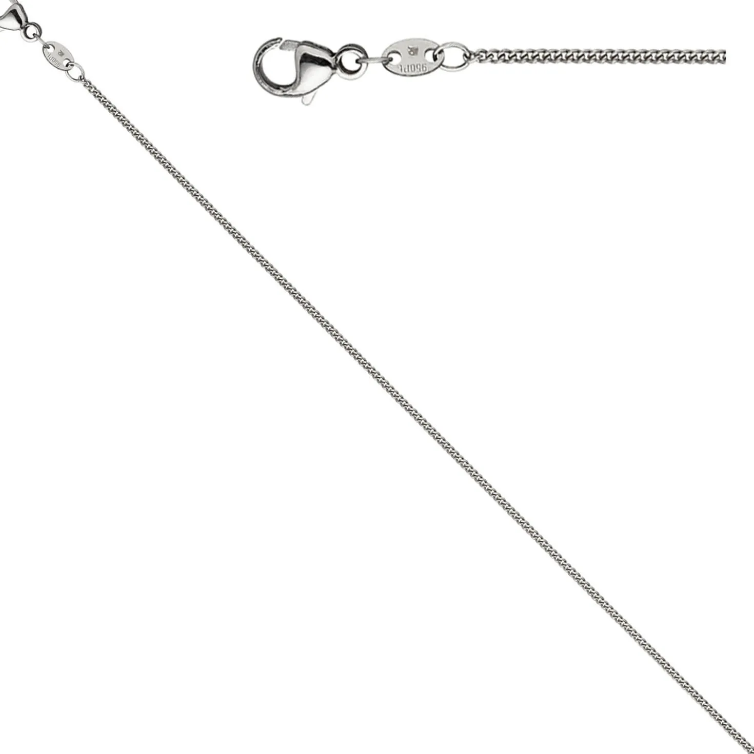 1,2mm Kette Rundpanzerkette aus 950 Platin Halsschmuck, 42cm