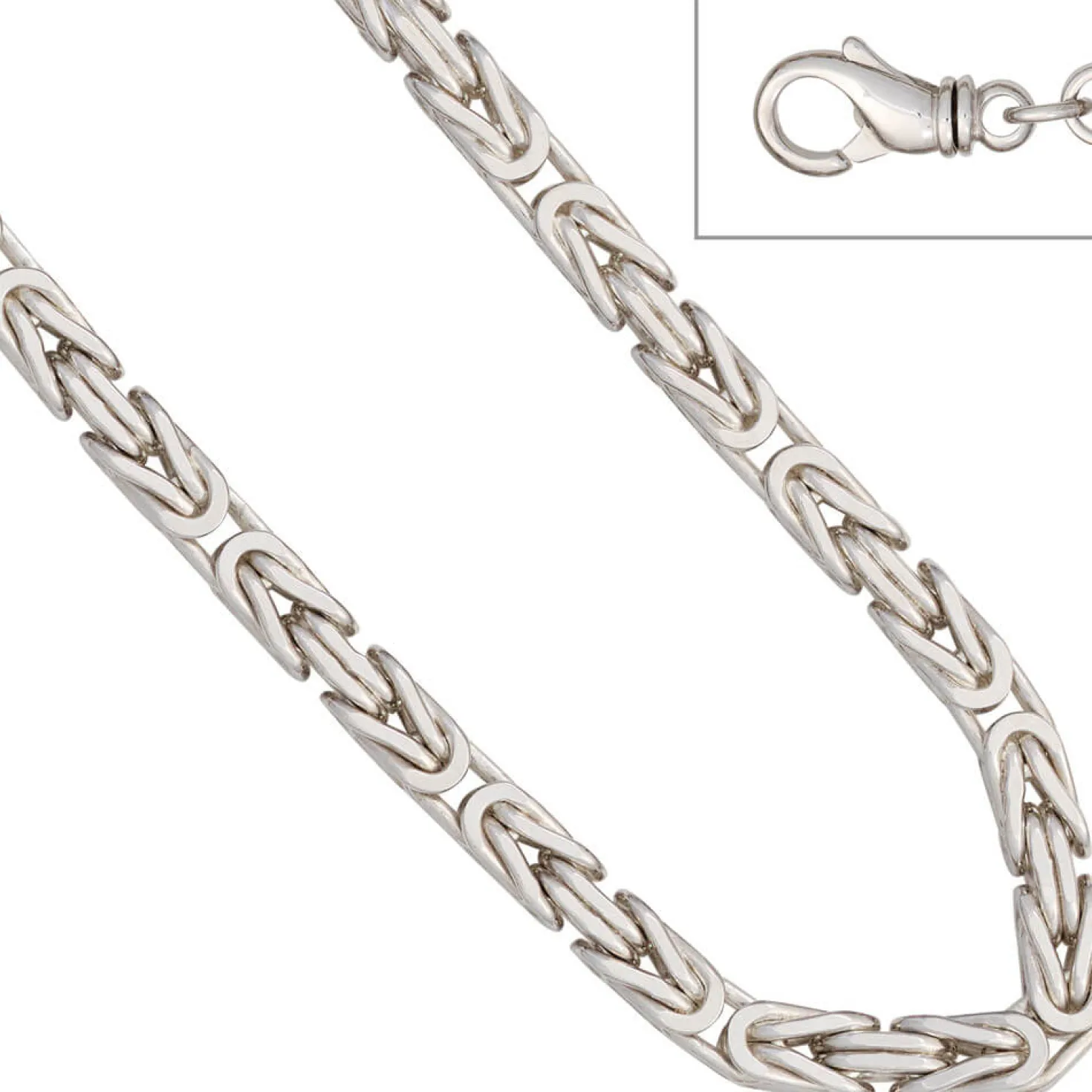 6mm Königsarmband Armkette Armschmuck 925 Silber rhodiniert massiv Herren 23cm