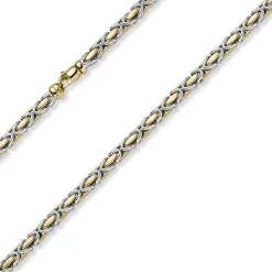 4,5mm Königskette Halskette Kette aus 585 Gold gelb/weiß bicolor 50cm Unisex