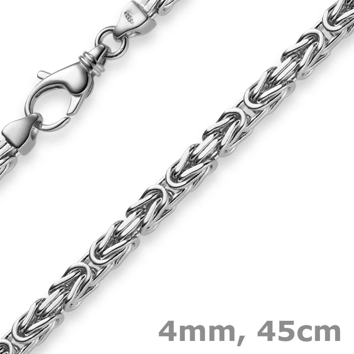 4mm Königskette Kette aus 585 Weißgold, massiv, 45cm, Goldkette