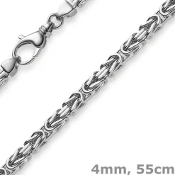 4mm Königskette Kette aus 750 Weißgold, massiv, 55cm, Goldkette Herren