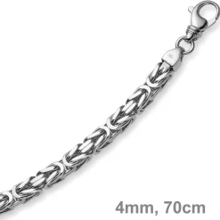 4mm Königskette Kette aus 585 Weißgold, massiv, 70cm, Goldkette Herren
