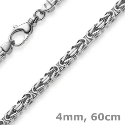 4mm Königskette Kette aus 585 Weißgold, massiv, 60cm, Goldkette Herren